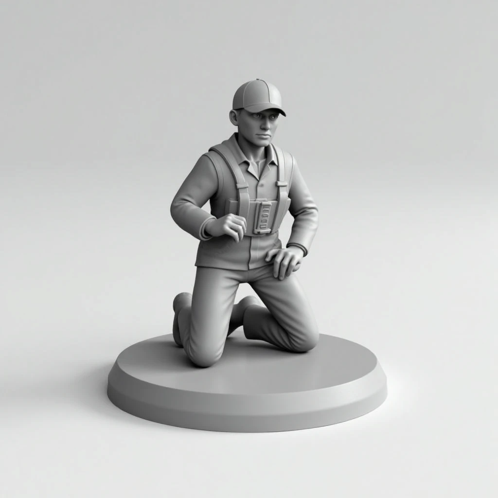 Aircraft mechanic  on one knee 1/48 scale