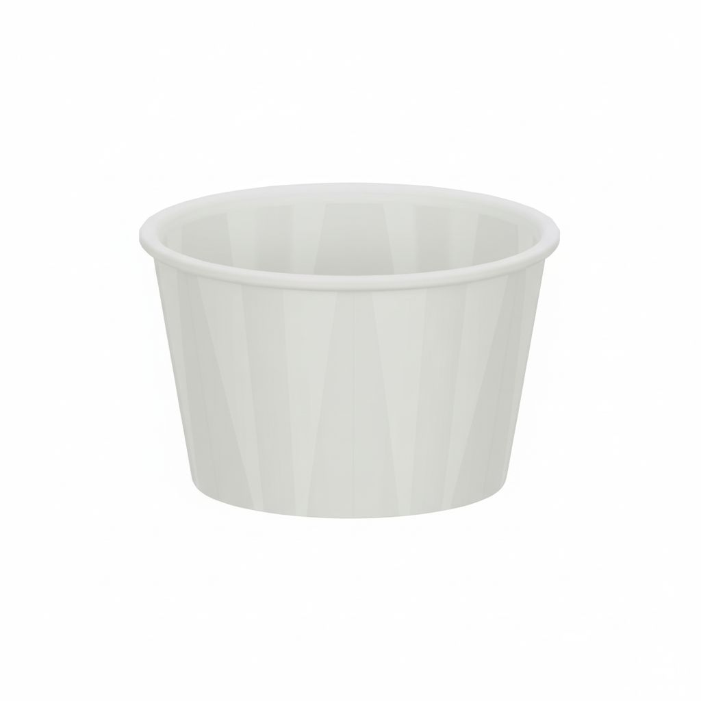 Create a precise 3D model of a classic U.S. souffle paper cup (disposable condiment cup). The design