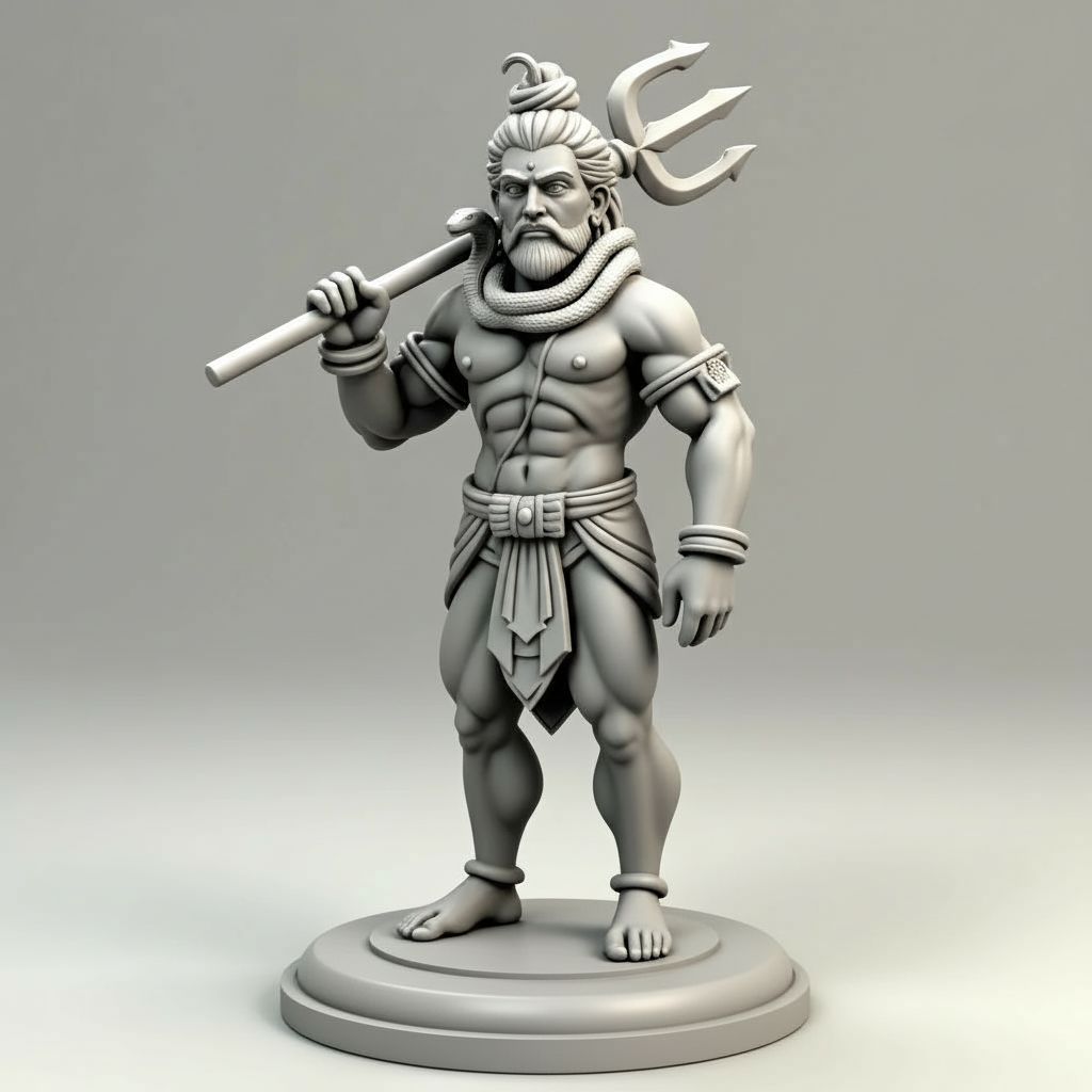 Lord Hanuman standing figure with Mace over shoulder - Change the weapon over the shoulder to a trid