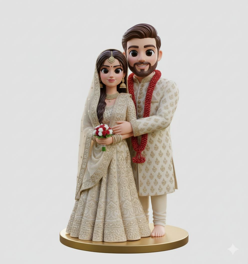 Indian couple in wedding attire